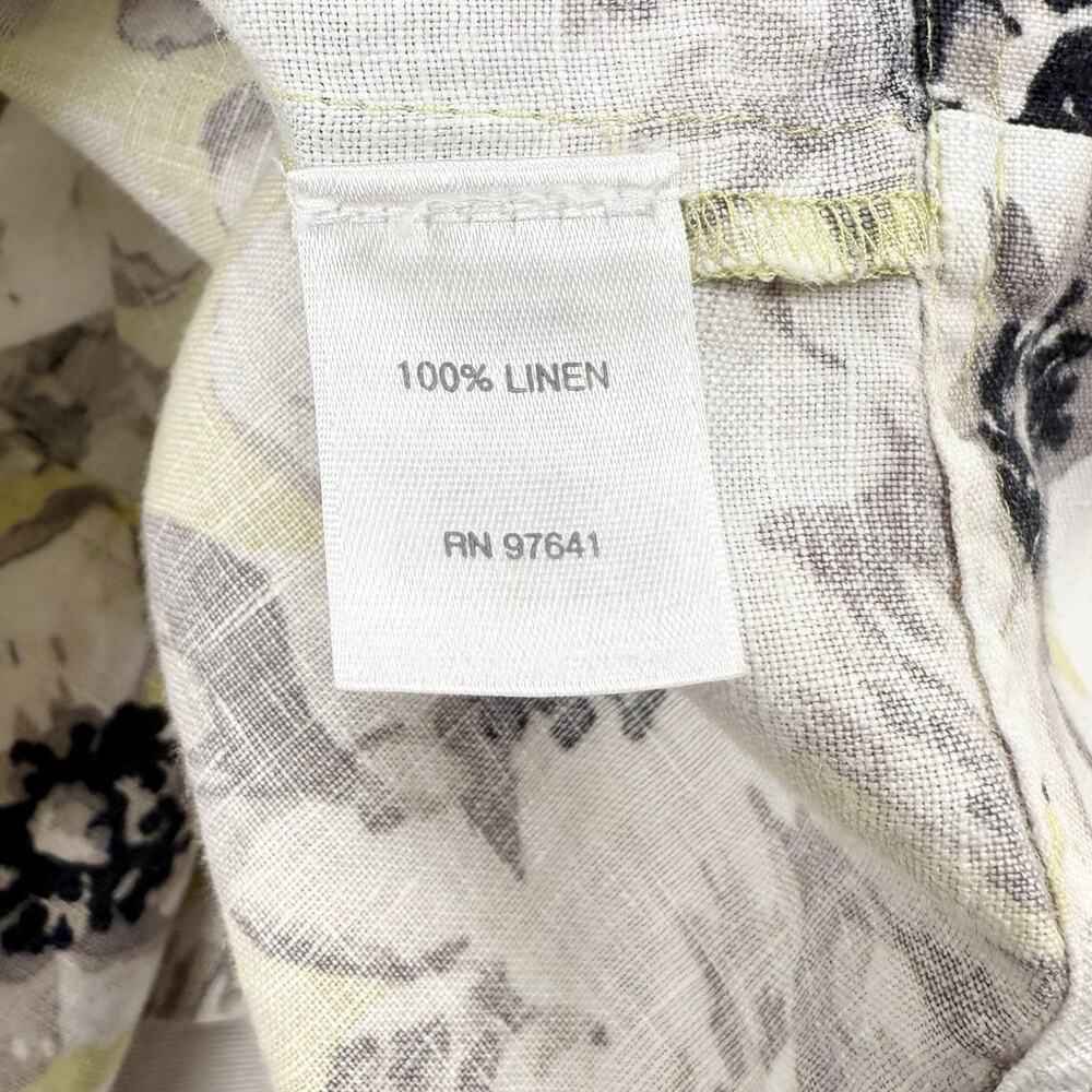 J Jill Floral 100% Linen Tank Dress Women's Large Petite White Gray Yellow - Picture 10 of 14